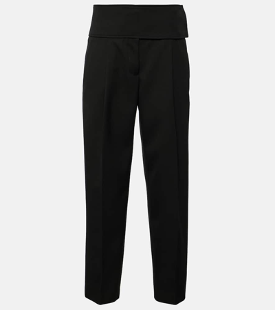 Jil Sander High-rise Wool Wide-leg Trousers In Black