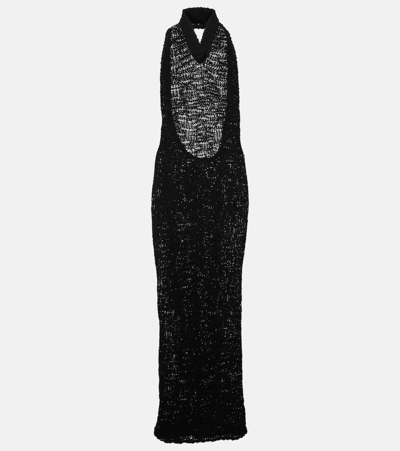 Alexandre Vauthier Halterneck Cotton Jersey Gown In Black