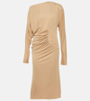 KHAITE ORON RUCHED JERSEY MIDI DRESS