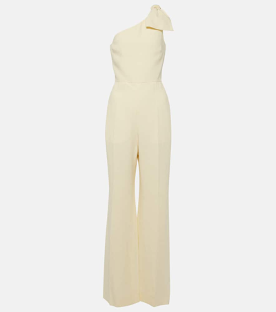 Chloé Linen Canvas One-shoulder Jumpsuit With Bow Detail In Coconut Milk