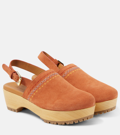 See By Chloé Pheebe Suede Clogs In 810-medium Orange