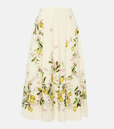 Giambattista Valli Printed Cotton Poplin Midi Skirt In White