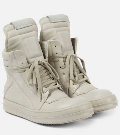 Rick Owens Geobasket Leather High-top Trainers In Neutrals