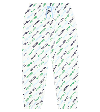 Kenzo Kids' Logo Cotton Jersey Sweatpants In White