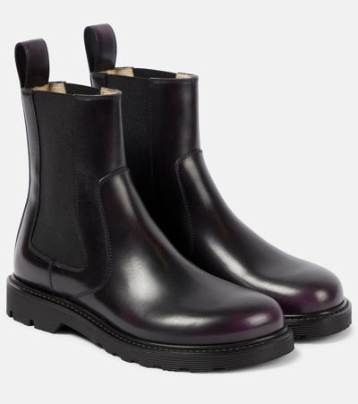 Loewe Purple Blaze Leather Ankle Boots In Black