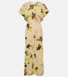 Victoria Beckham Abstract-print Short-sleeve Drape-shoulder Maxi Dress In Multicoloured