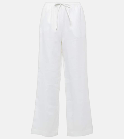 Asceno Aurelia Linen Straight Pants In White
