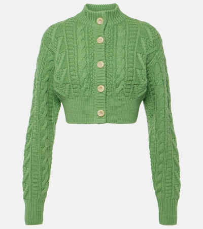 Emilia Wickstead Jacks Cable-knit Wool Cardigan In Green