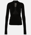 Rick Owens Black Hollywood Jersey Ls Prong T-shirt In Black