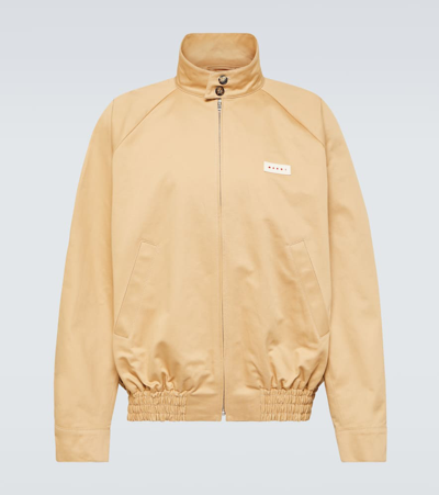 Marni Cotton Gabardine Bomber Jacket In Yellow