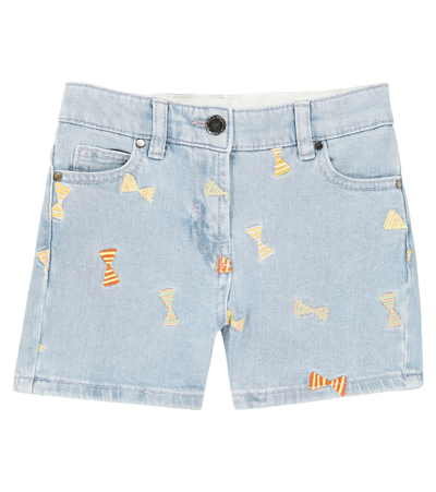 Stella Mccartney Kids' Embroidered Denim Shorts In Blue