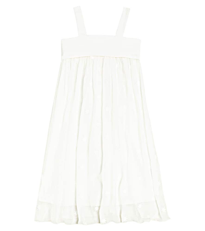 Chloé Teen Girls White Embroidered Star Silk Dress In Off White