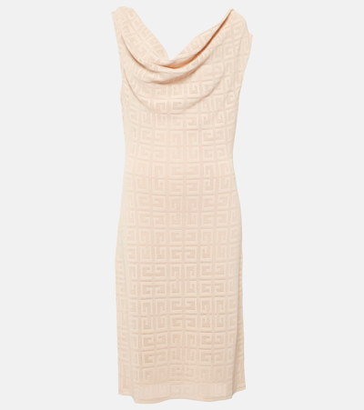 Givenchy 4g Jacquard Draped Midi Dress In Pink