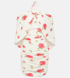 Magda Butrym Mini Draped Dress With All-over Rose Print In Multicoloured