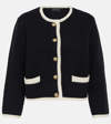 Nili Lotan Perah Contrast-trimmed Wool Jacket In Dark Navy Ivory