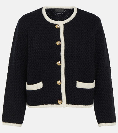 Nili Lotan Perah Contrast-trimmed Wool Jacket In Navy