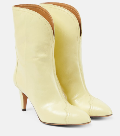 Isabel Marant Dytho皮革及踝靴 In Yellow