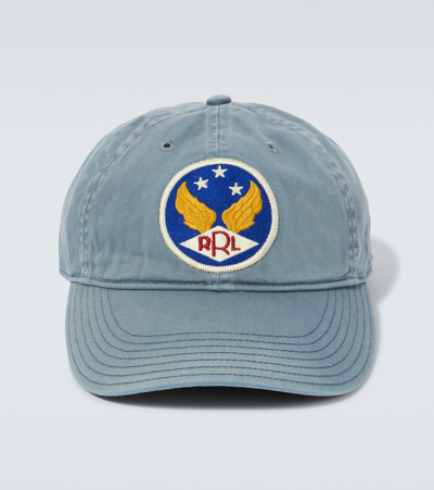 Rrl Ball Patched Cotton Baseball Cap In Blue