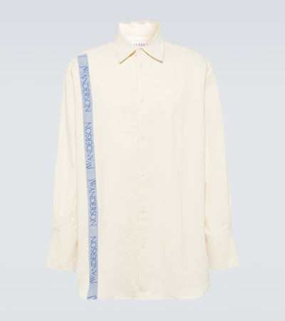 Jw Anderson Striped Cotton And Linen Shirt In White