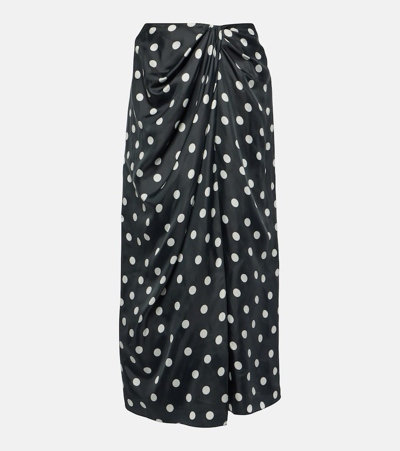 Carolina Herrera Polka Dot Sarong Wrap Skirt In Black Multi