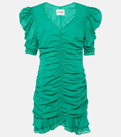 Marant Etoile Sireny Ruched Mini Dress In Green