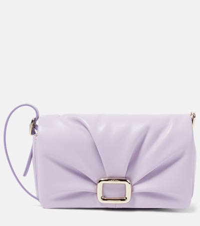 Roger Vivier Viv' Choc Leather Phone Pouch In Purple