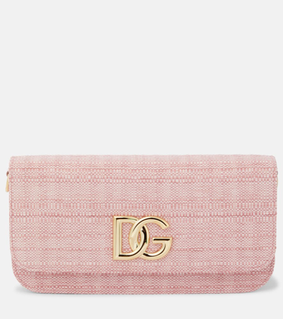 Dolce & Gabbana 3.5 Small Raffia Shoulder Bag In Pink