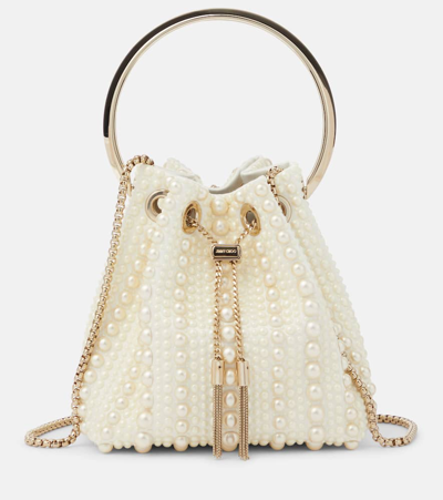 Jimmy Choo Small Embellished Satin Tote Bag In White