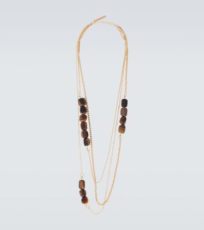 Dries Van Noten Tiger Eye Necklace In Multicoloured