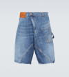 Jw Anderson Twisted Workwear Denim Shorts In Blue