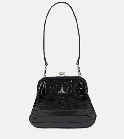 Vivienne Westwood Croc-effect Leather Tote Bag In Gold