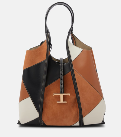 Tod's T Timeless Medium Leather Tote Bag In Multicoloured