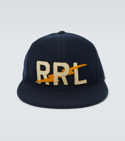Rrl Patched Cotton-blend Baseball Cap In Blue