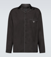 Prada Contrast-trim Silk Pajama Shirt In Black