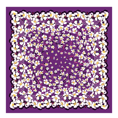 Longchamp Silk Scarf 50 Hawaiian Flowers In Violet