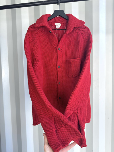 Pre-owned Dries Van Noten X Vintage Early Knit Button Shirt In Red
