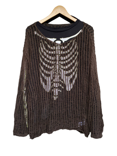 Pre-owned 20471120 X Beauty Beast Hunch Fishnet Grunge Punk Sesitionaries Knit In Brown