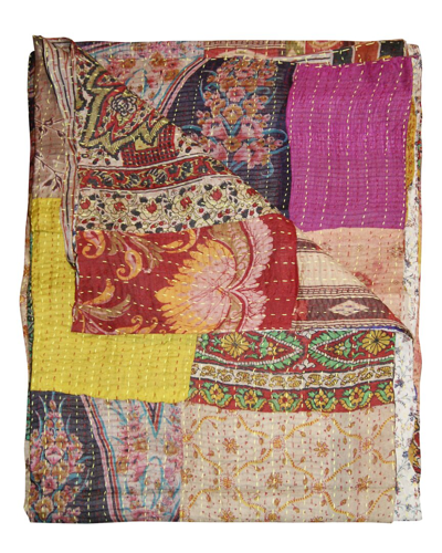 Taj Hotel Natural Group Kantha Silk Throw In Red