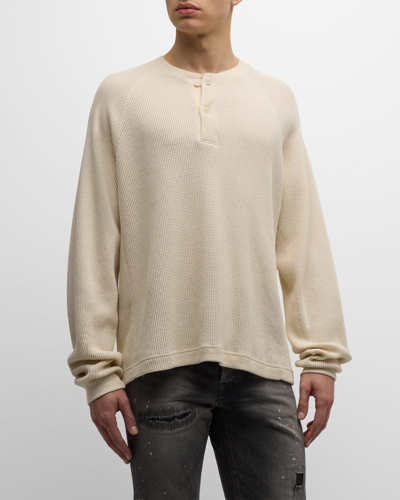 John Elliott Men's Thermal Henley Long-sleeve T-shirt In Natural