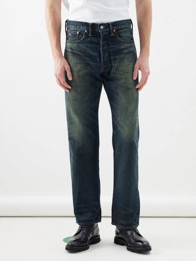 Rrl Ridgway Slim-fit Distressed Selvedge Denim Jeans In Blue