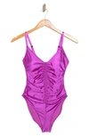 Good American Always Ruched One-piece Swimsuit In Bright Orchid 001