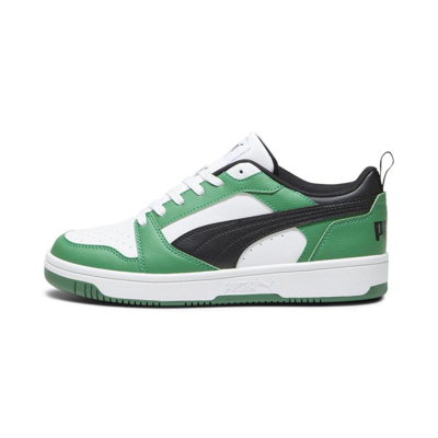 Puma Rebound V6 Low Sneakers In White- Black-archive Green