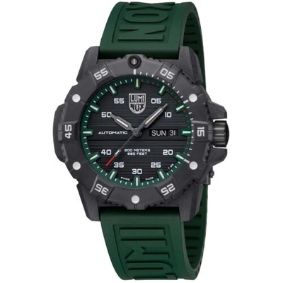 Pre-owned Luminox Men's Watch Master Carbon Seal Automatic Black Dial Green Strap Xs.3877