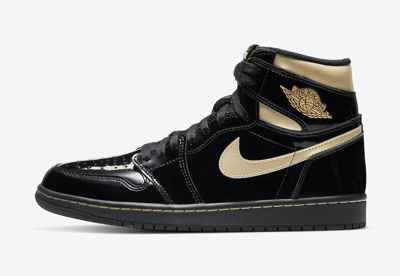 Pre-owned Jordan Nike Air  Retro 1 Og Black And Gold Metalic Patent Leather 2020 555088 032