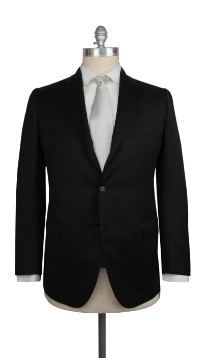 Pre-owned Cesare Attolini $6000  Black Wool Solid Suit - (ca103232)