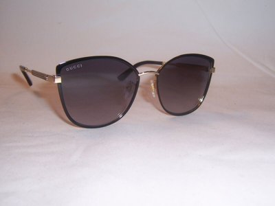 Pre-owned Gucci Sunglasses Gg 0589sk 001 Black Gold/gray Gradient Authentic 0589
