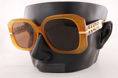 Pre-owned Fendi Brand  Sunglasses Fe 40065i 50e Amber/dark Brown For Women