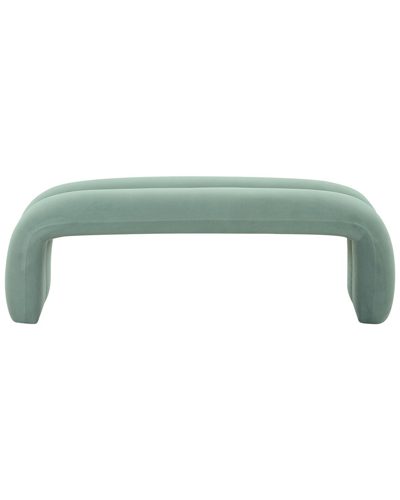 Tov Furniture Leigh Velvet Channeled Bench In Green