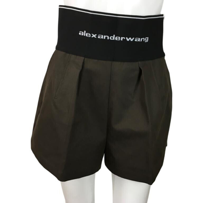 Pre-owned Alexander Wang Women's Safari Short In Cotton Tailoring Dark Brown Sz 6