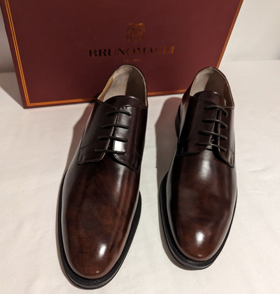 Pre-owned Bruno Magli -  Asti Brown Oxford Dress Shoes 10 M ( Eur 43) Italy